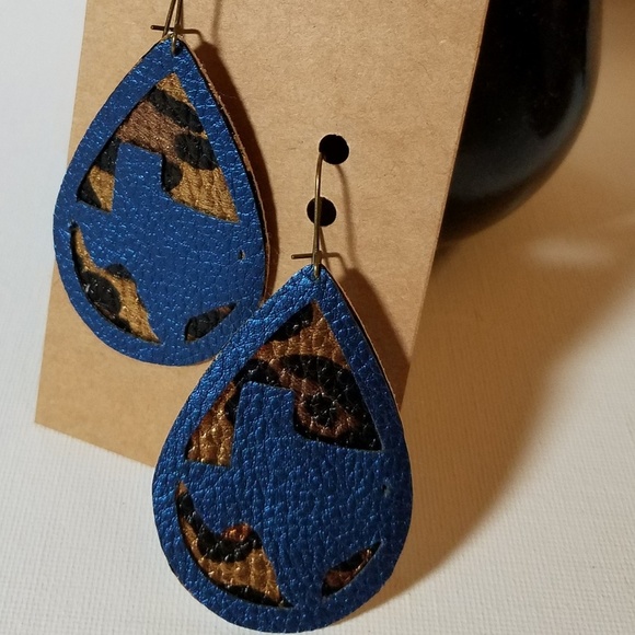 Pleather Drop 2" Earrings Handmade - Picture 1 of 2